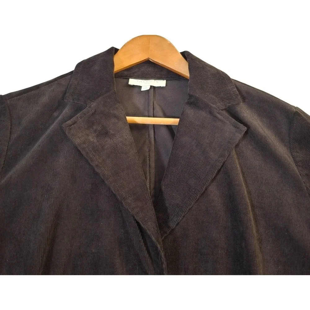 Talbots 3-Button Blazer Women's 14 Brown Corduroy Peplum Stretch Jacket